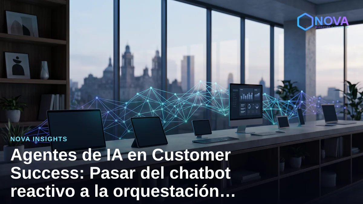 Representación visual de agentes de inteligencia artificial orquestando datos de CRM en una empresa B2B