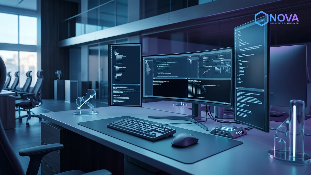 Entorno de desarrollo de software con consolas de comandos y pruebas automatizadas