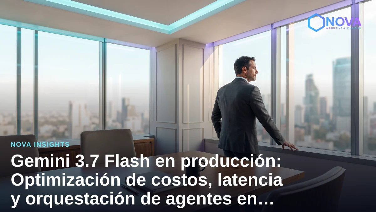 Oficina ejecutiva contemporánea con iluminación natural y vista limpia hacia la ciudad, representando la adopción de tecnología empresarial moderna.