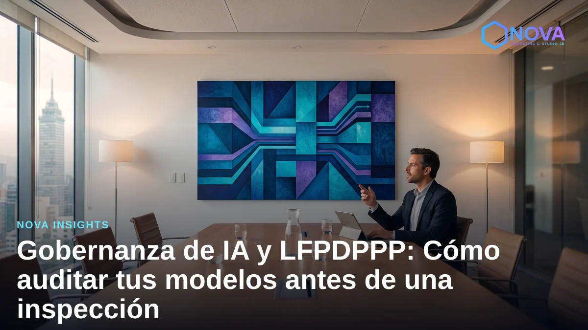Representación de una sala de juntas ejecutiva moderna enfocada en la gobernanza de datos y la toma de decisiones estratégicas.