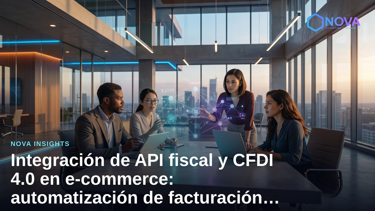 Representación conceptual de integración de sistemas e-commerce y facturación fiscal electrónica.