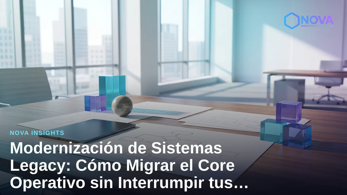 Equipo de arquitectura de software analizando diagramas de integración de sistemas en una oficina moderna.