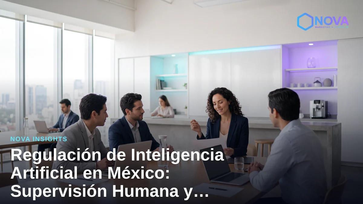 Equipo profesional en una oficina moderna analizando estrategias de gobernanza y tecnología en un entorno corporativo.